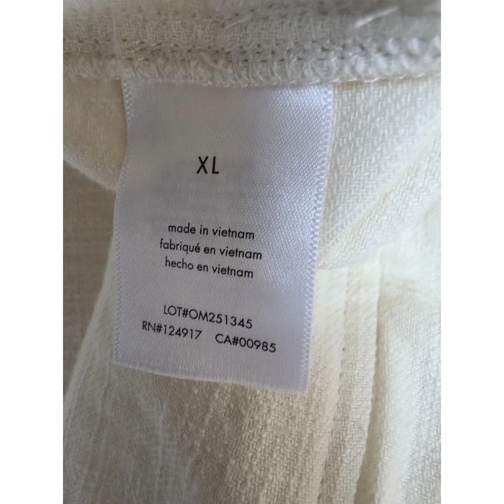 Onia Men's Pants XL Off-White Casual Cotton Linen Resort Trousers Slacks